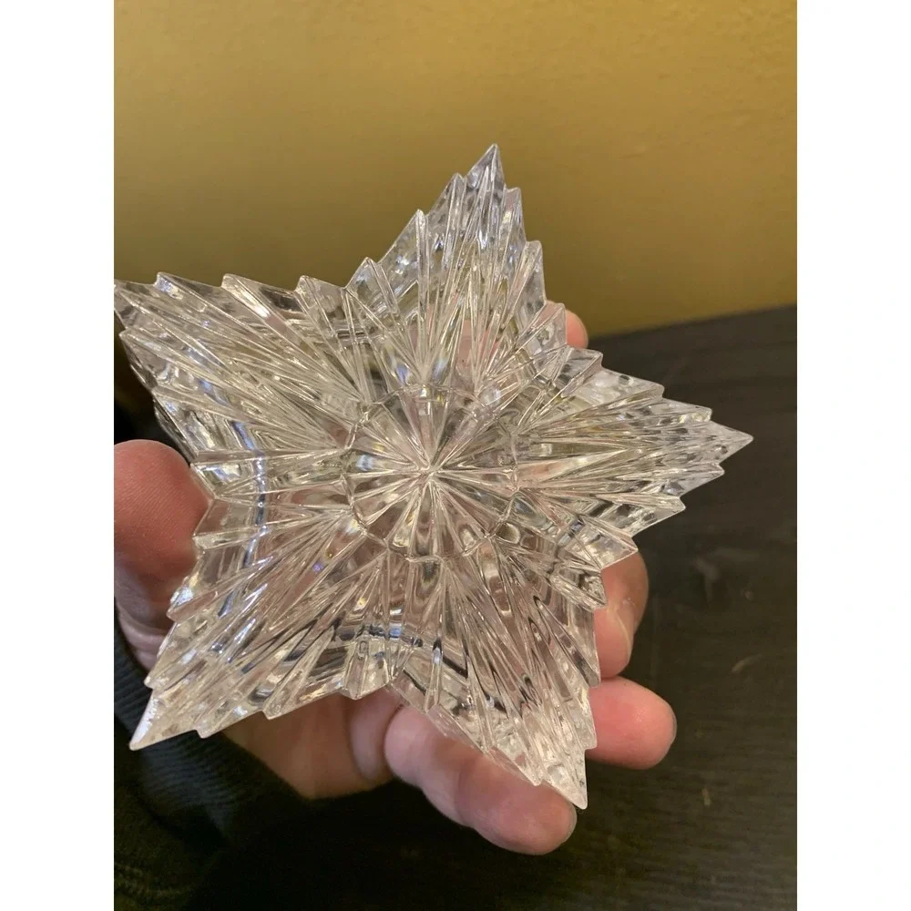 Vintage Glass Star Shaped Trinket Dish with Lid 4